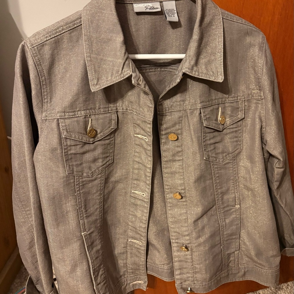 Chico's Metallic Tan Jean Jacket